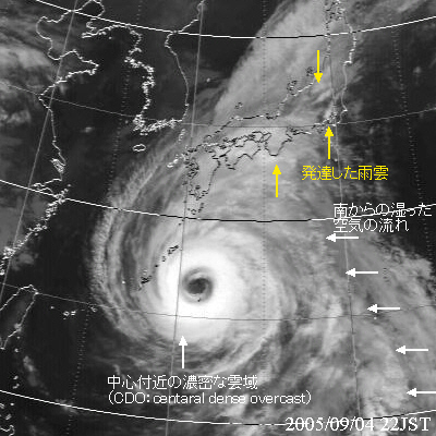 2005年09月04日22時の気象衛星赤外画像