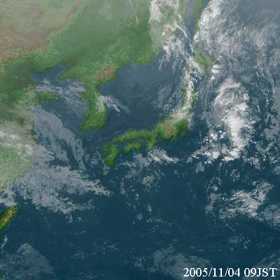 2005年11月04日09時の気象衛星赤外気画像