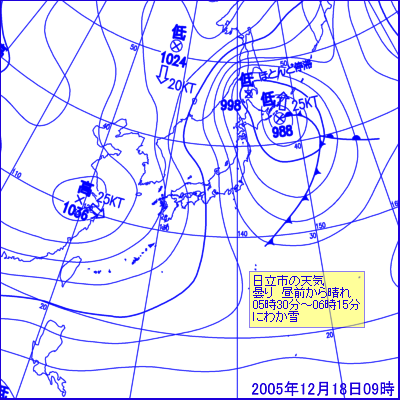 2005年12月18日09時の地上天気図