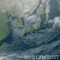気象衛星赤外画像：2005年12月16日21時