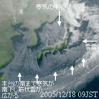 気象衛星赤外画像：2005年12月18日09時