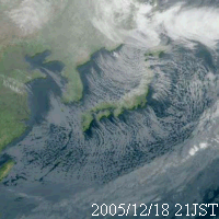 気象衛星赤外画像：2005年12月18日21時