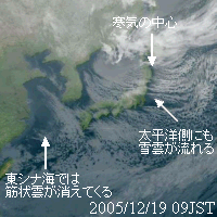 気象衛星赤外画像：2005年12月19日09時