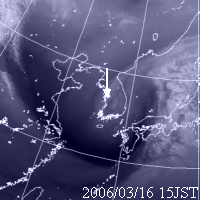 2006年3月16日15時の気象衛星水蒸気画像