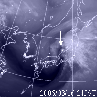 2006年3月16日21時の気象衛星水蒸気画像