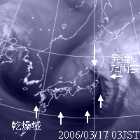 2006年3月17日03時の気象衛星水蒸気画像