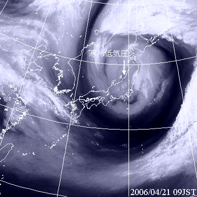 2006年4月21日09時の気象衛星水蒸気画像