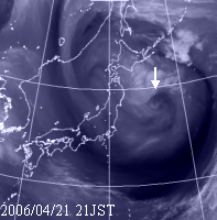 2006年4月21日21時の気象衛星水蒸気画像