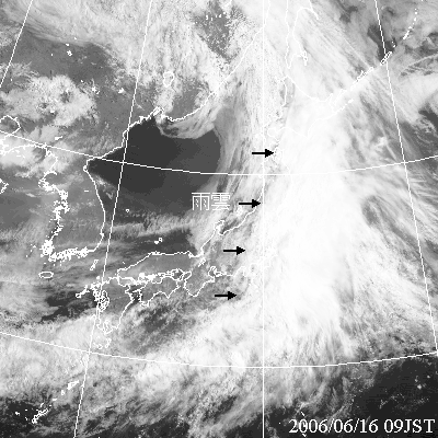 2006年6月16日09時の気象衛星可視画像