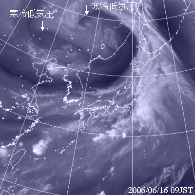 2006年6月16日09時の気象衛星水蒸気画像