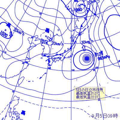 2006年9月05日09時の地上天気図
