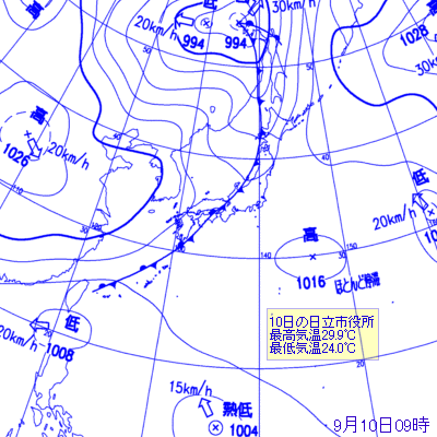 2006年9月10日09時の地上天気図