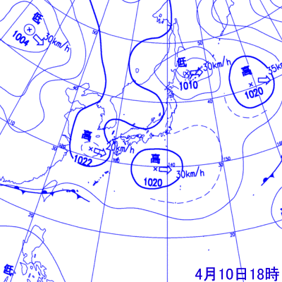 2007年4月10日18時の地上天気図