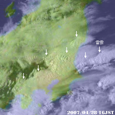 2007年4月28日16時の気象衛星可視画像