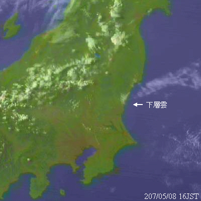 5月8日16時の気象衛星可視画像