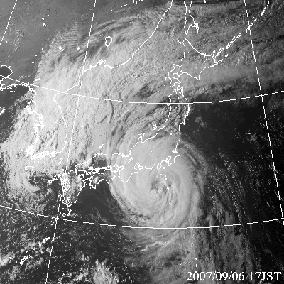 2007年9月06日17時の気象衛星可視画像