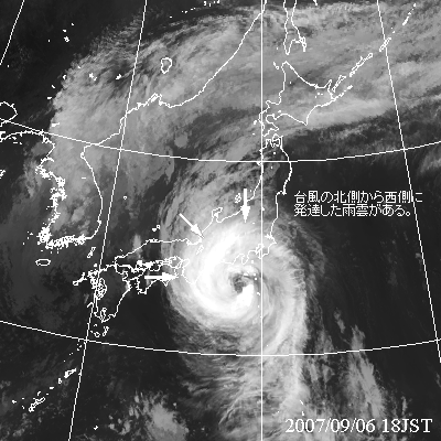 2007年9月06日18時の気象衛星赤外画像