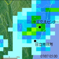 7月7日05時00分の降水量レーダー図