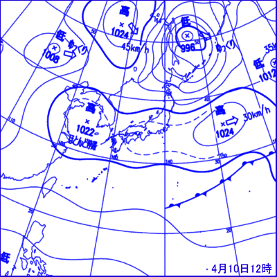 4月10日12時の地上天気図
