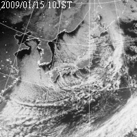 気象衛星可視画像：1月15日10時