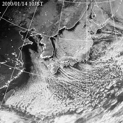 2010年1月14日10時の気象衛星可視画像