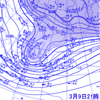 3月9日21時の500hPa面高層天気図