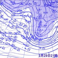 3月29日21時の500hPa面高層天気図