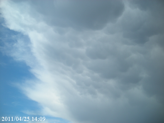 2011年4月25日14時の市役所から見た空の様子（積乱雲の底）