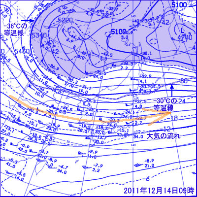 12月14日09時の500hPa面高層天気図
