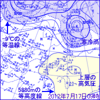 7月17日09時の500hPa面高層天気図