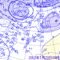 7月23日09時の500hPa面高層天気図