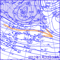 1月20日09時の500hPa面高層天気図