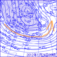 1月24日09時の500hPa面高層天気図