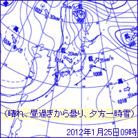 1月25日09時の地上天気図