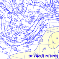 2012年9月19日09時の500hPa面高層天気図