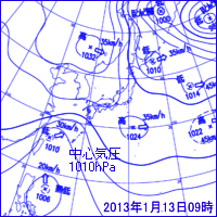 2013年1月13日09時の地上天気図