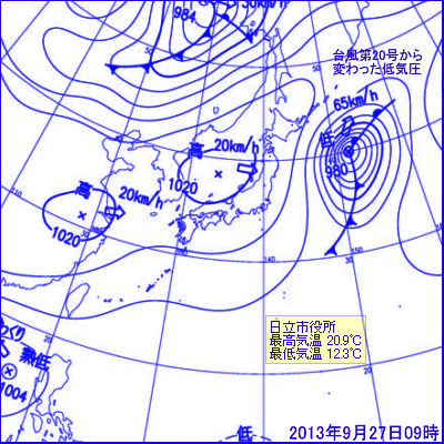 2013年9月27日09時の地上天気図