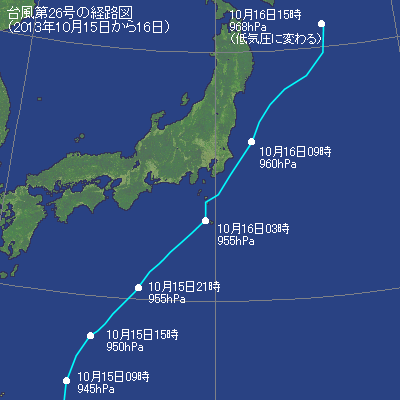 2013年台風第26号の経路図