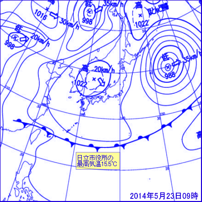 2014年5月23日09時の地上天気図