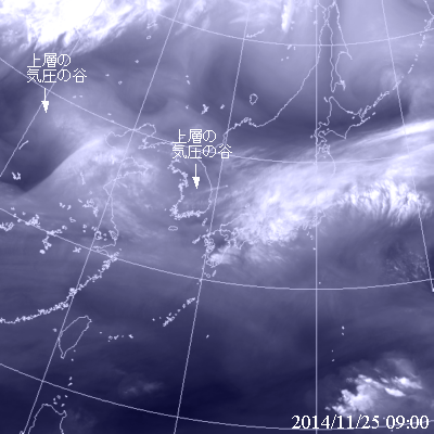 2014年11月25日09時00分の気象衛星水蒸気画像