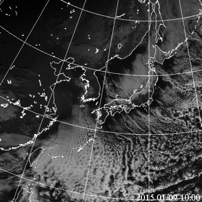 2015年1月9日10時の気象衛星可視画像