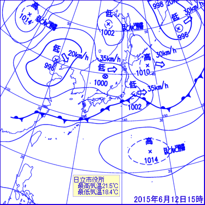 2015年6月12日15時の地上天気図