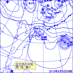 2015年9月9日09時の地上天気図