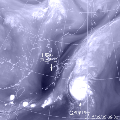 2015年9月8日09時の気象衛星水蒸気画像