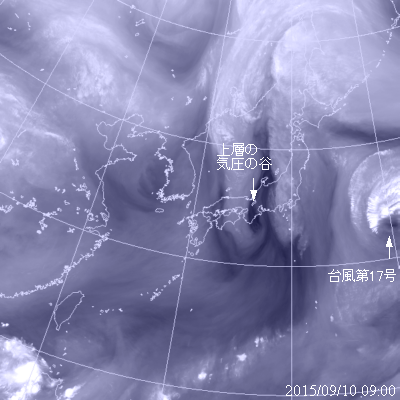 2015年9月10日09時の気象衛星水蒸気画像