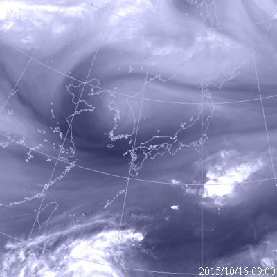 2015年10月16日09時の気象衛星水蒸気画像