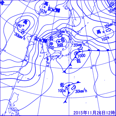 2015年11月26日12時の地上天気図