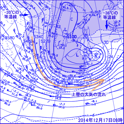 2014年12月17日09時の500hPa面高層天気図