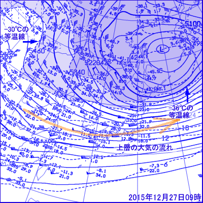 2015年12月27日09時の500hPa面高層天気図