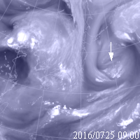 2016年7月25日09時の気象衛星水蒸気画像